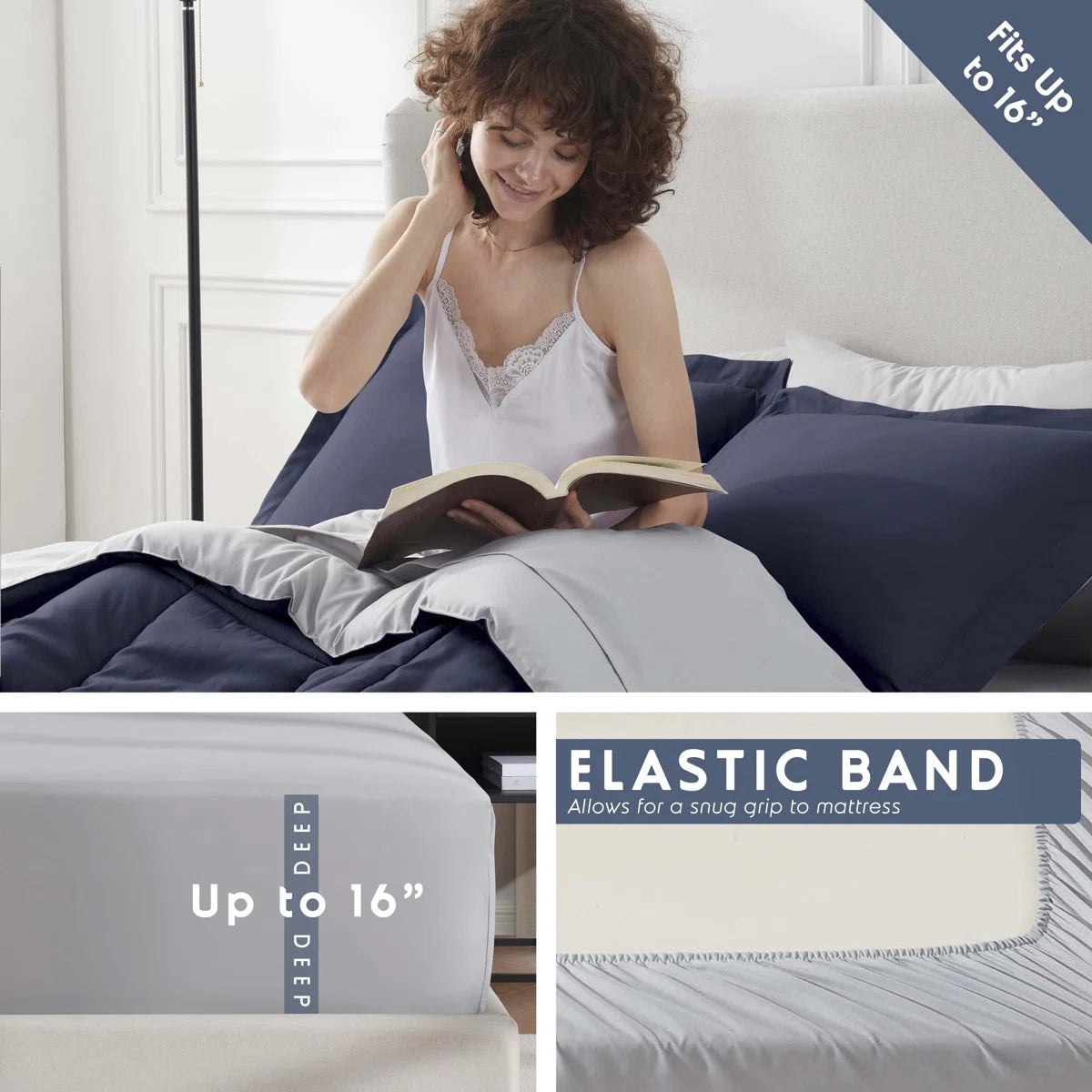 Bed-in-A-Bag Reversible Comforter Set with Bed Sheets