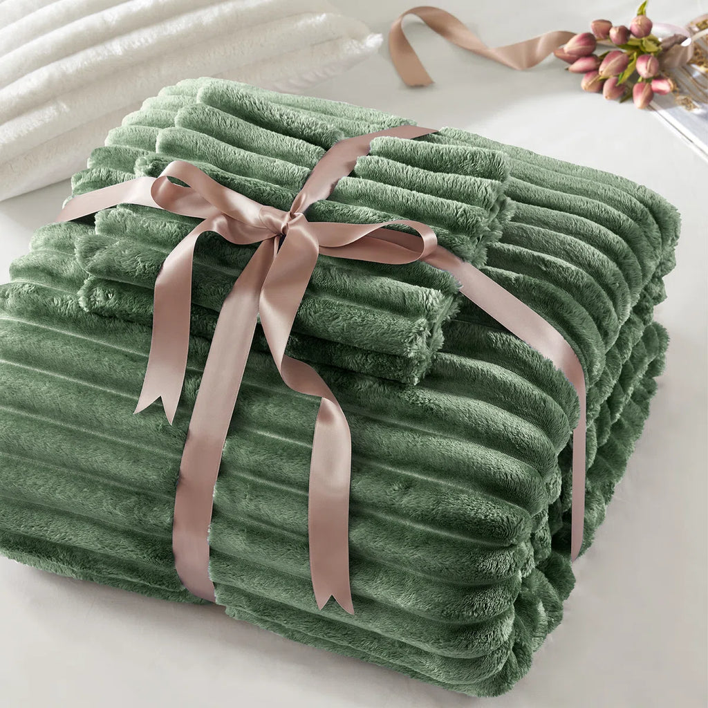 Avril Fluffy Ribbed Plush Comforter Set
