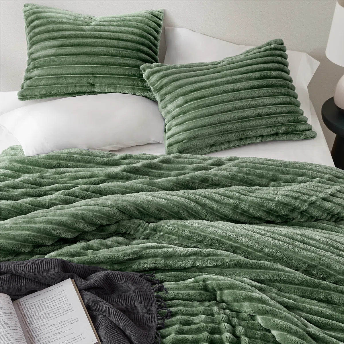 Avril Fluffy Ribbed Plush Comforter Set