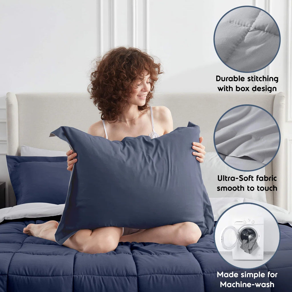 Bed-in-A-Bag Reversible Comforter Set with Bed Sheets